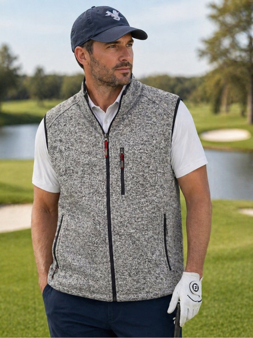 Orvis Fleece Golf Vest Plus Size XXL Mens Full Zip Heathered Gray With Pockets